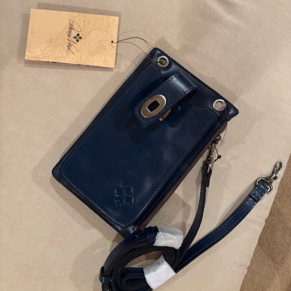 Navy Leather Crossbody Bag Walet - Picture 1 of 5